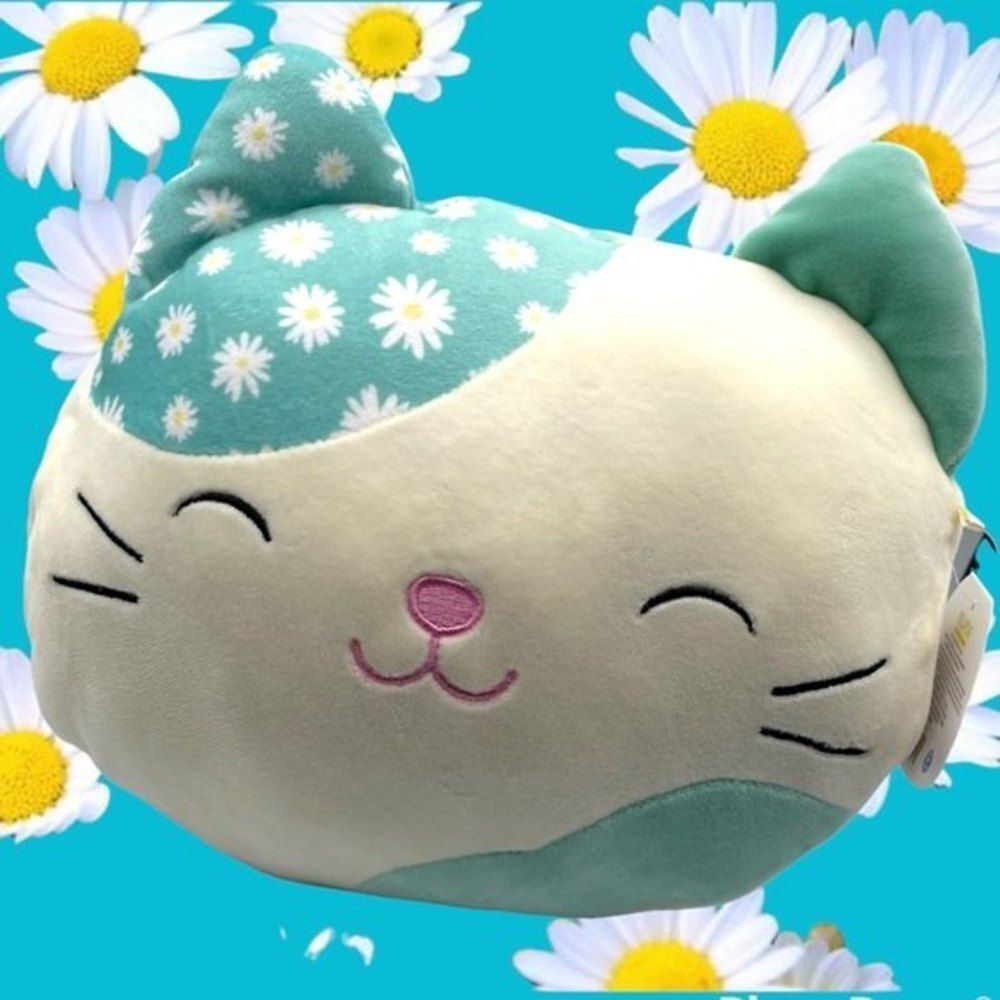 Squishmallow 12" Kesla Cat Stackable with Daisy Flowers Plush Pillow Toy